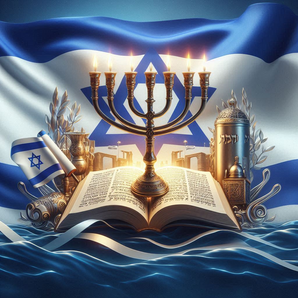 The Torah, the Menorah and the Israeli flag